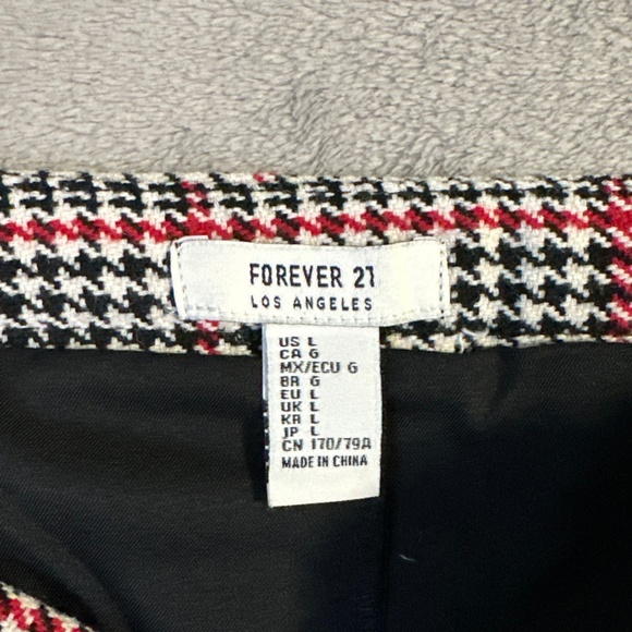 Plaid Skirt Mini Size Large Skort Black White Red Pockets Taylor Forever 21 - Picture 3 of 9